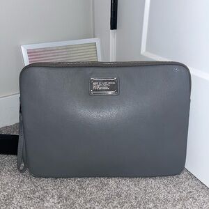 NWT Marc Jacobs Grey Leather Lap Top Sleeve